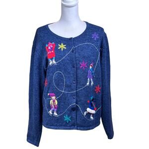 Classics Marissa Christina skater sweater, navy, winter, whimsical, vintage, 3D